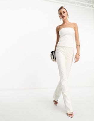 Naked Wardrobe Leather Look Flared Trouser Co Ord In White Asos