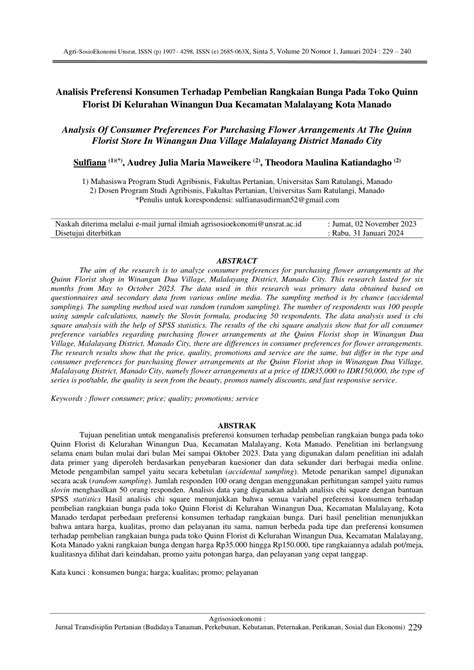 PDF Analisis Preferensi Konsumen Terhadap Pembelian Rangkaian Bunga