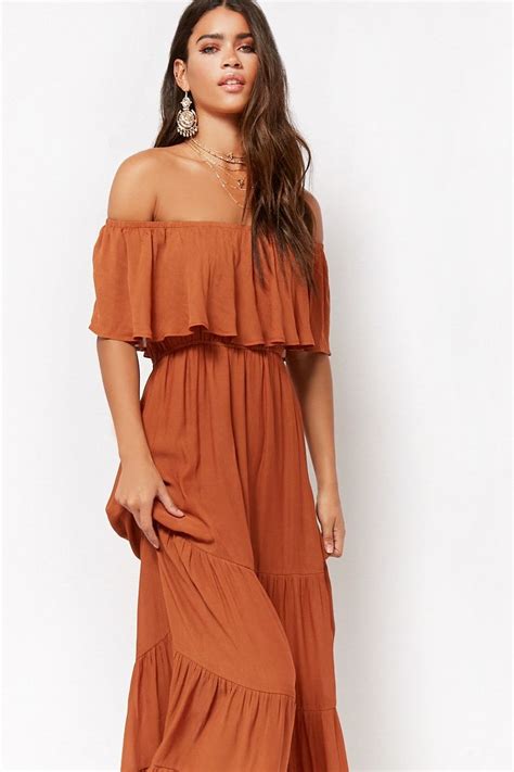 Off The Shoulder Maxi Dress Rust Orange Maxi Dress Rust Dress