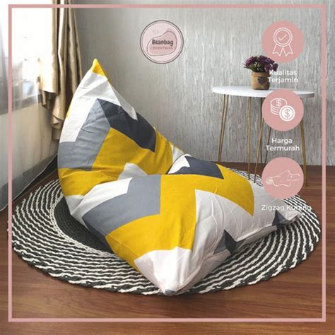 Jual Bean Bag Plus Isi Size L Dewasa Motif Zigzag Yellow V2 Bahan