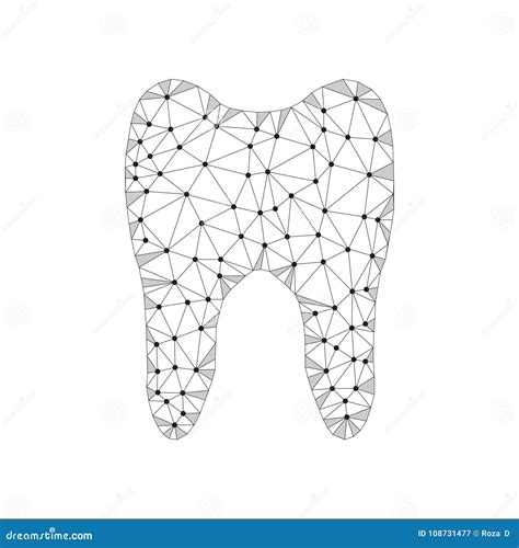 Tooth Polygon Dots Black White Stock Vector Illustration Of