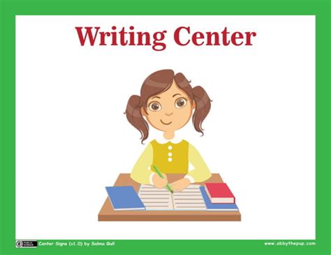 Writing Center Sign | Free Printable Papercraft Templates
