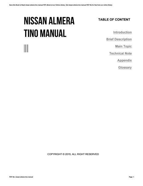 Nissan almera tino manual by cetpass967 - Issuu