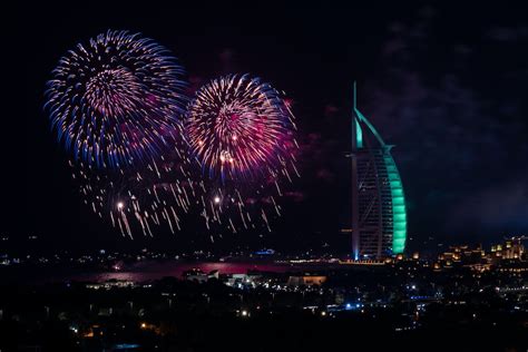 Fireworks Display by Burj Al Arab in Dubai · Free Stock Photo