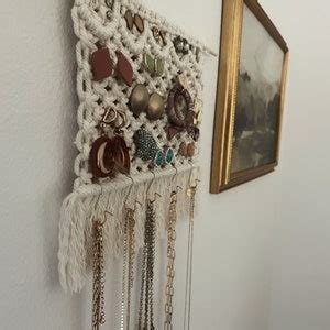 Macrame Earring And Necklaces Holder Macrame Jewelry Holder Etsy