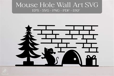 Christmas Mouse Hole Wall Art Svg Graphic By Nightsun · Creative Fabrica