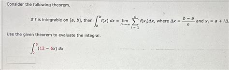 Solved Consider The Following Theorem If F Is Integrable On Chegg