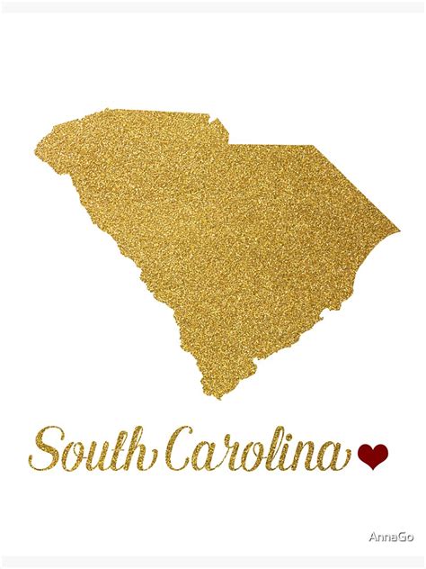 Gold South Carolina Map Sticker For Sale By Annago Redbubble