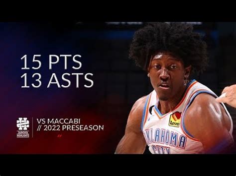 Jalen Williams 15 Pts 13 Asts Vs Maccabi 2022 Preseason YouTube