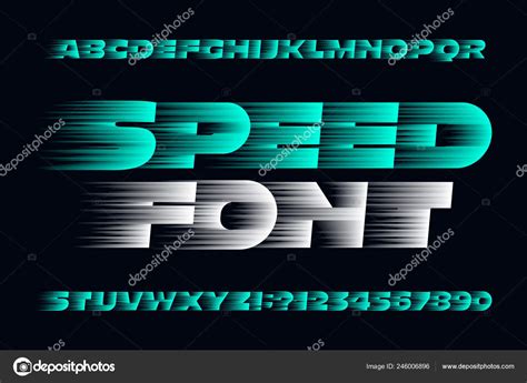 Speed Alphabet Font Fast Speed Effect Uppercase Letters Numbers Symbols