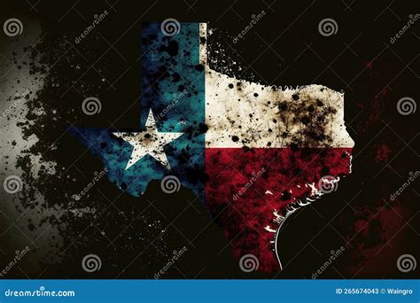 Texas Flag Map Illustration In Grunge Style Stock Image Image Of