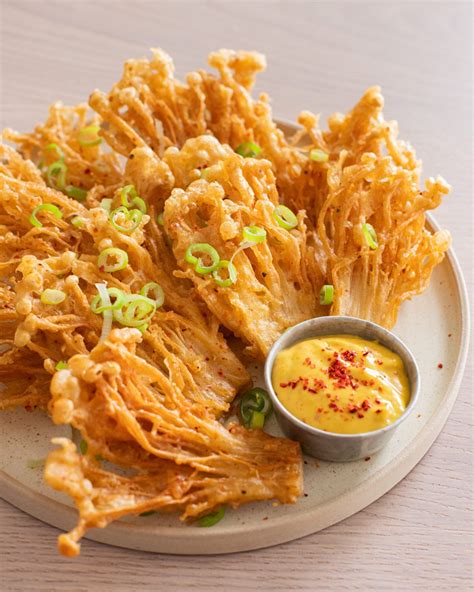 Vegan Crispy Enoki Mushrooms With Amba Mayo Best Of Vegan