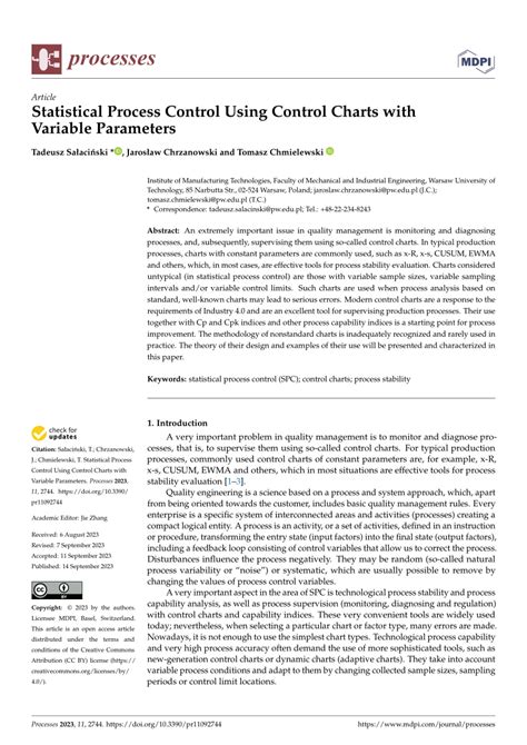 PDF Statistical Process Control Using Control Charts With Variable