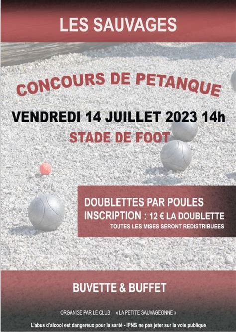 Concours de pétanque Ouvert à tous Les Sauvages 14 juillet 2023