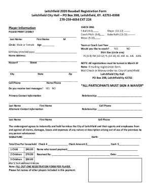 Fillable Online Leitchfield Ky Baseball Registration Forms 2021 Pdf Fax