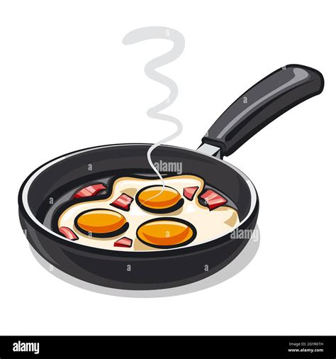 Illustration Of The Hot Scrambled Fried Eggs On The Pan Stock Vector Image And Art Alamy