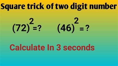 Squaring Of Two Digit Numbers Ll Math Trick To Calculate Square Of