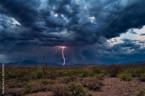 Thunder storm with lightning Stock Photo | Adobe Stock