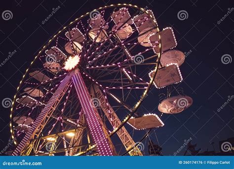 Ferris Wheel At Night Stock Photo Image Of Merry Circle 260174176