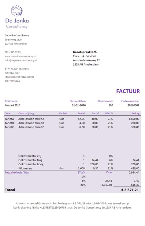 Urenstaat In Excel Met Factuur En Complete Urenhistorie