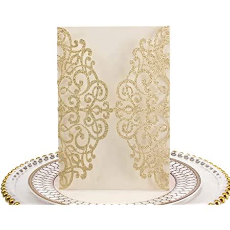 Amazon MillaSaw Glittery Gold Gate Laser Cut Invitation Card For