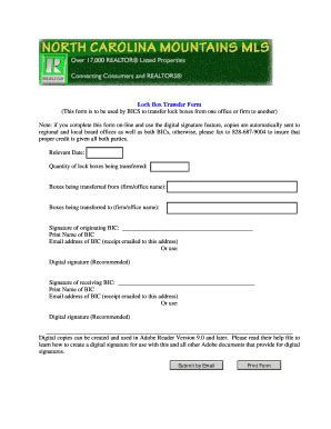 Fillable Online Lock Box Transfer Form This Form Is To Be Used By