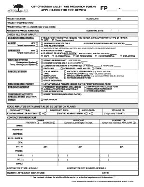 Fillable Online Moreno Valley Ca Application For Fire Plan Review