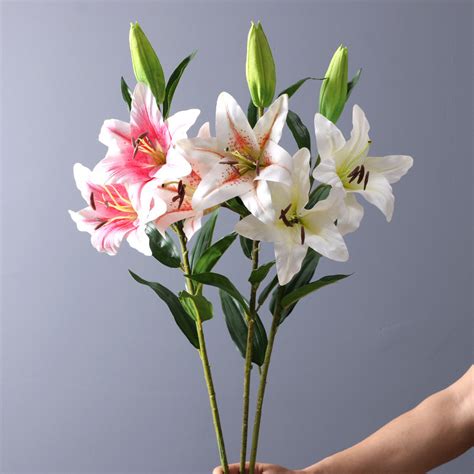 Artificial Wedding Flower Stems White Latex Real Touch PU Lily China