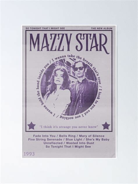 Mazzy Star So Tonight That I Might See Poster For Sale By Lgsketches