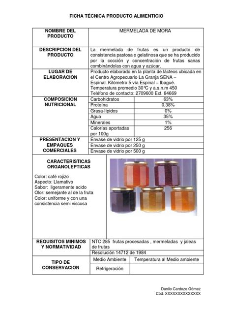 Ficha Técnica De Producto Alimenticio Alimentos Comida Y Vino