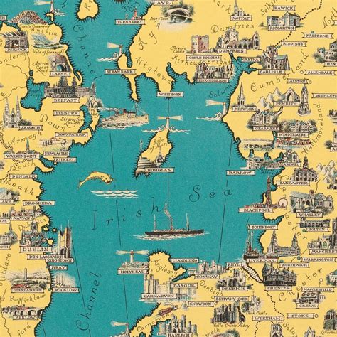 Old Pictorial Map Of The British Isles Antique Fine Etsy