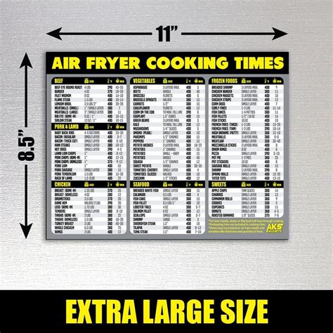 Magnete Cheat Sheet Per Friggitrice Ad Aria Sovradimensionato E