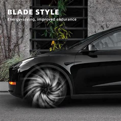 JIMALL 4PCS Tesla Model Y Wheel Covers 19 Inch Exclusive Black Blade