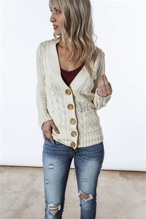 Knit Button Detail Cardigan Clothes Boho Chic Fashion Boho Chic Outfits