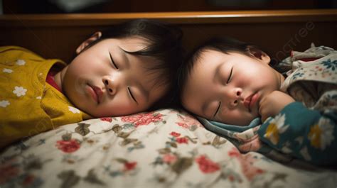 Two Asian Baby Korean Boy And Girl Sleeping Background, A Baby Who ...