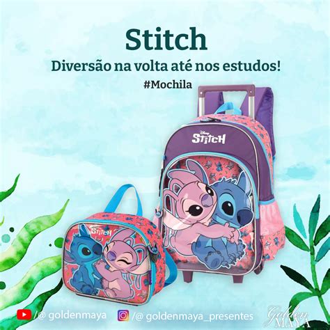 Mochila E Lancheira Stitch Golden Maya