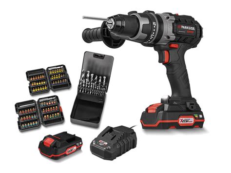 PARKSIDE PERFORMANCE 20 V Cordless Combi Drill Starter Set PSBSAP 20