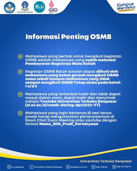 Orientasi Studi Mahasiswa Baru Osmb Daring Ut Denpasar Masa