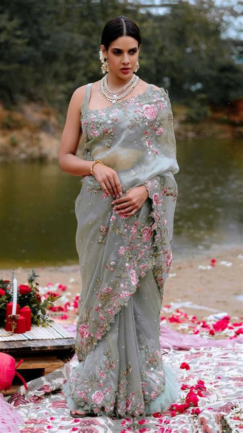 Pure Organza Silk Saree With Pearl Border Artofit