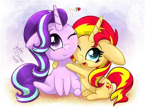 Mlp Fim Chibi Starlight Glimmer And Sunset Shimmer By Joakaha On Deviantart