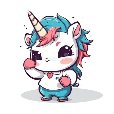 Lindo Bebé De Dibujos Animados Unicornio Aislado En Un Fondo