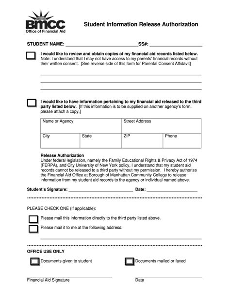 Fillable Online Bmcc Cuny InformationReleaseForm Fax Email Print