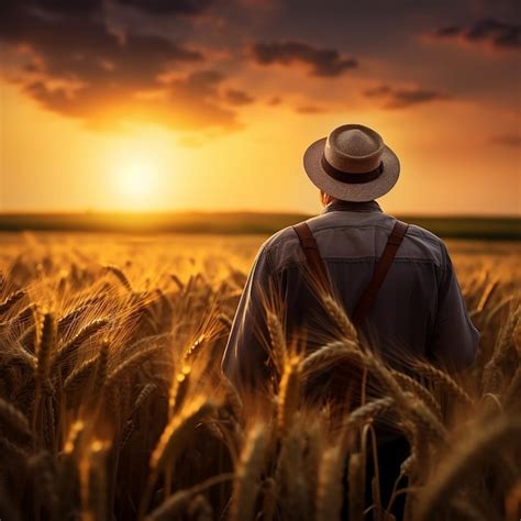 Um agricultor idoso de 60 anos chapéu e roupas de trabalho