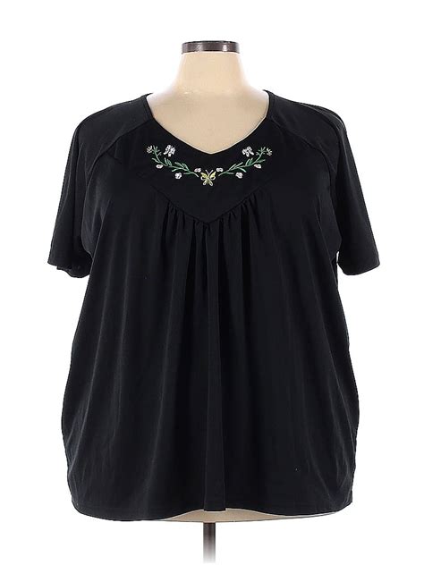 Anthony Richards 100 Polyester Black Short Sleeve Blouse Size 4x Plus