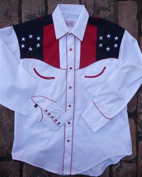 Rockmount Mens Stars Stripes And Eagle Western Flag Shirt