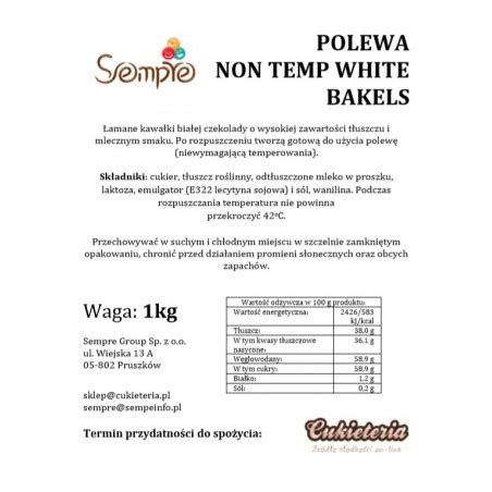 Kg Non Temp White Surogat Czekolady Polewa Bia A Bakels Cukieteria Pl