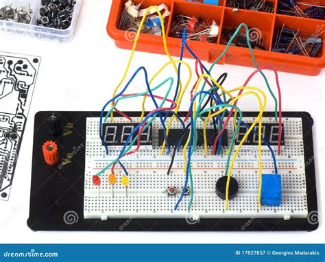 Electronic Circuit On A Breadboard (raster) DIY Stock Image - Image ...