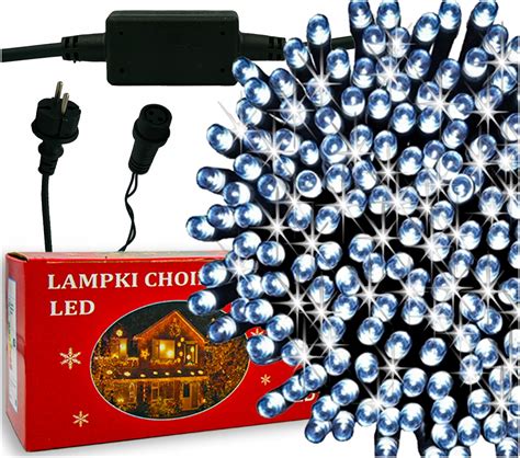 LAMPKI CHOINKOWE 500 LED BIAŁY ZEWNĘTRZNE FLASH EFEKT ISKIERKI GRUB