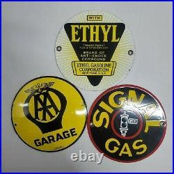 Vintage Ethyl Signal Garage Metal Porcelain Sign Gas Oil Service