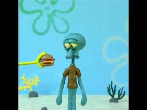 Squidward eats a krabby patty - YouTube